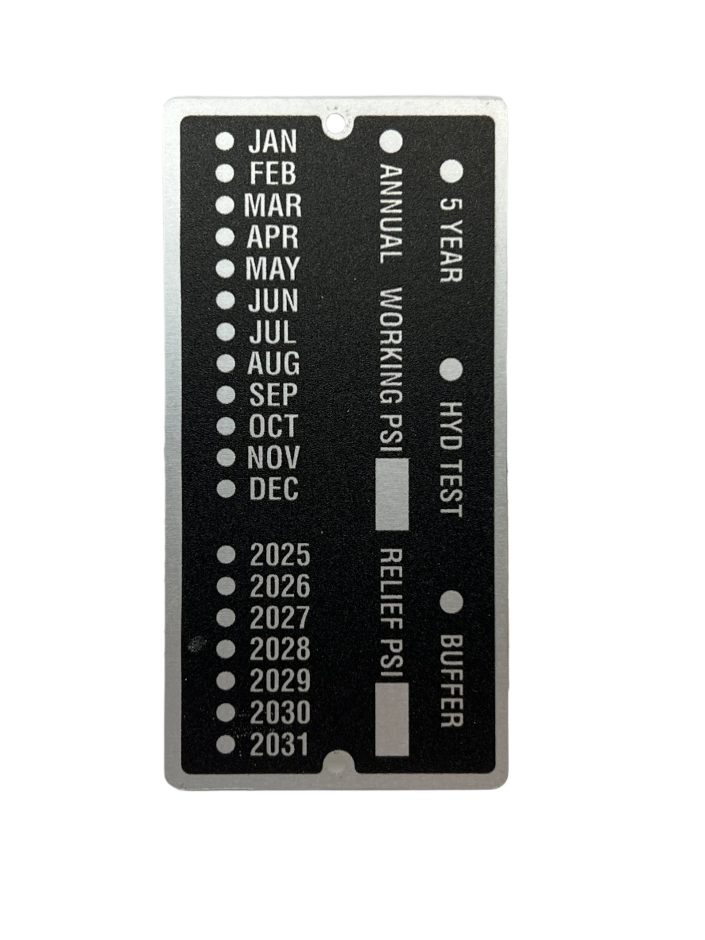 Hydraulic Test Data Plate - LU/LA & Hydraulic Elevators