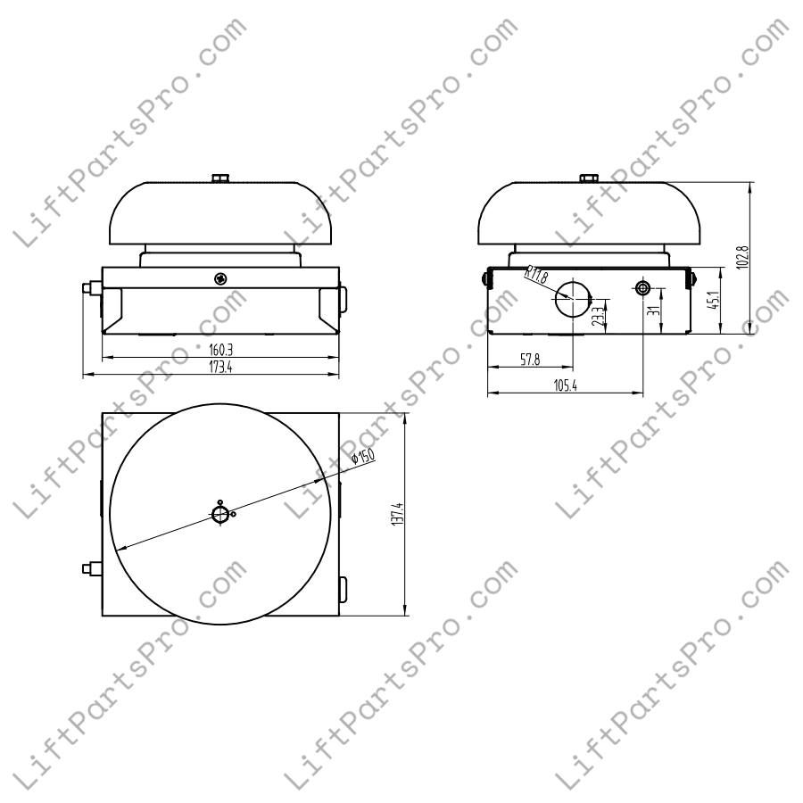 Emergency Light and Alarm Bell – Remote Trimline, Car Top Mount for Residential Elevators