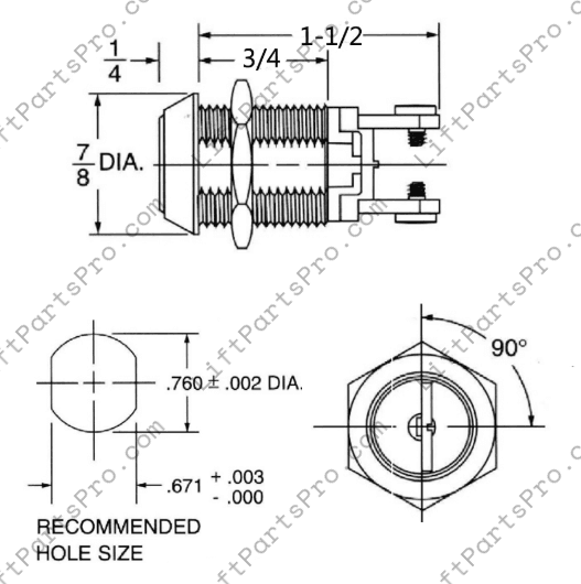Elevator Lift Key Switch - Chicago H2252 #2252