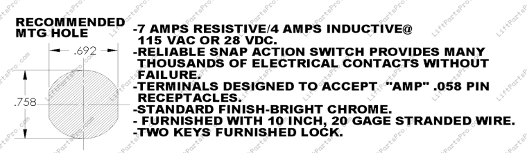 Garaventa Conveyance SPDT Key Switch