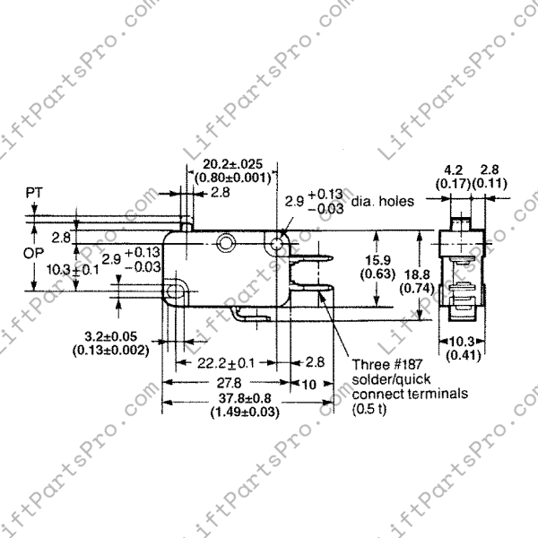 Snap-Action Safety Limit Switch for Porch-Lift and American Stair-Glide Lifts