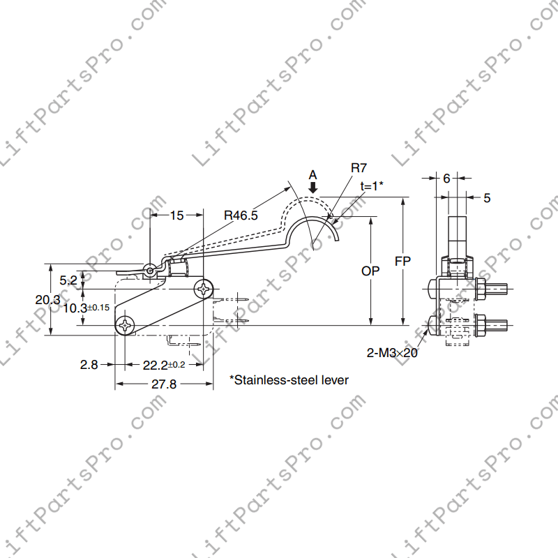 Replacement Pan Switch Assembly for Savaria Telecab