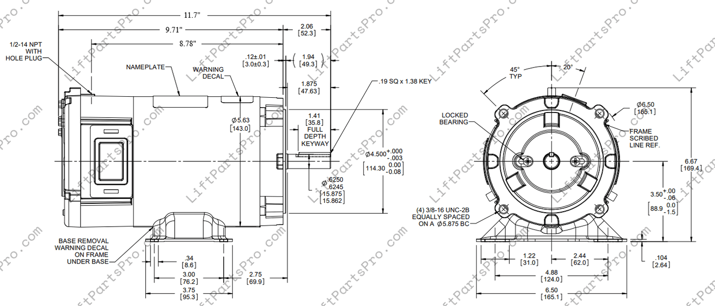 Leeson 1/2 HP 24 VDC Platform Lift Motor — Porch‑Lift 59993 Replacement