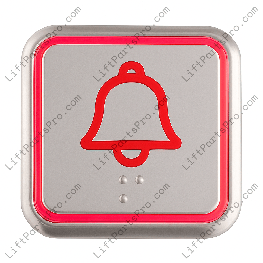 Square COP Button for National Wheel-O-Vator Evolution Lifts, 2.25" x 2.25", Stainless Steel, Red Illumination, 24V AC/DC