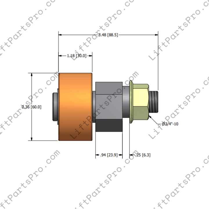 T601 Guide Roller, 60mm x 30mm - Waupaca and others