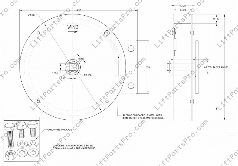 Elevator Door Close Spirator with Mounting Bracket and Hardware