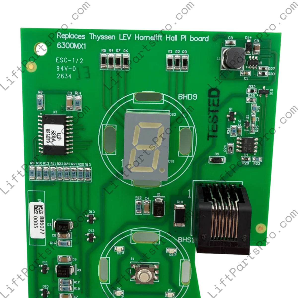 Close-up of Hall Call Position Indicator Circuit Board for Thyssen LEV Elevators #6300MX1