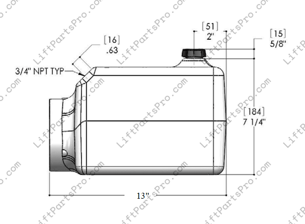 Plastic Hydraulic Tank - 6.75" x 6.75" x 13"