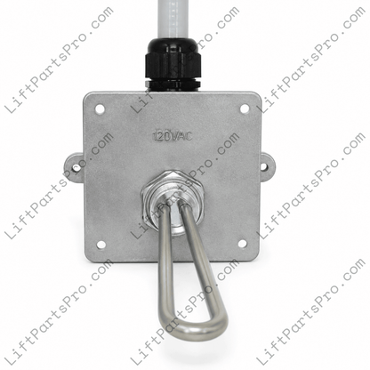 Close-up of hydraulic elevator oil tank heater element