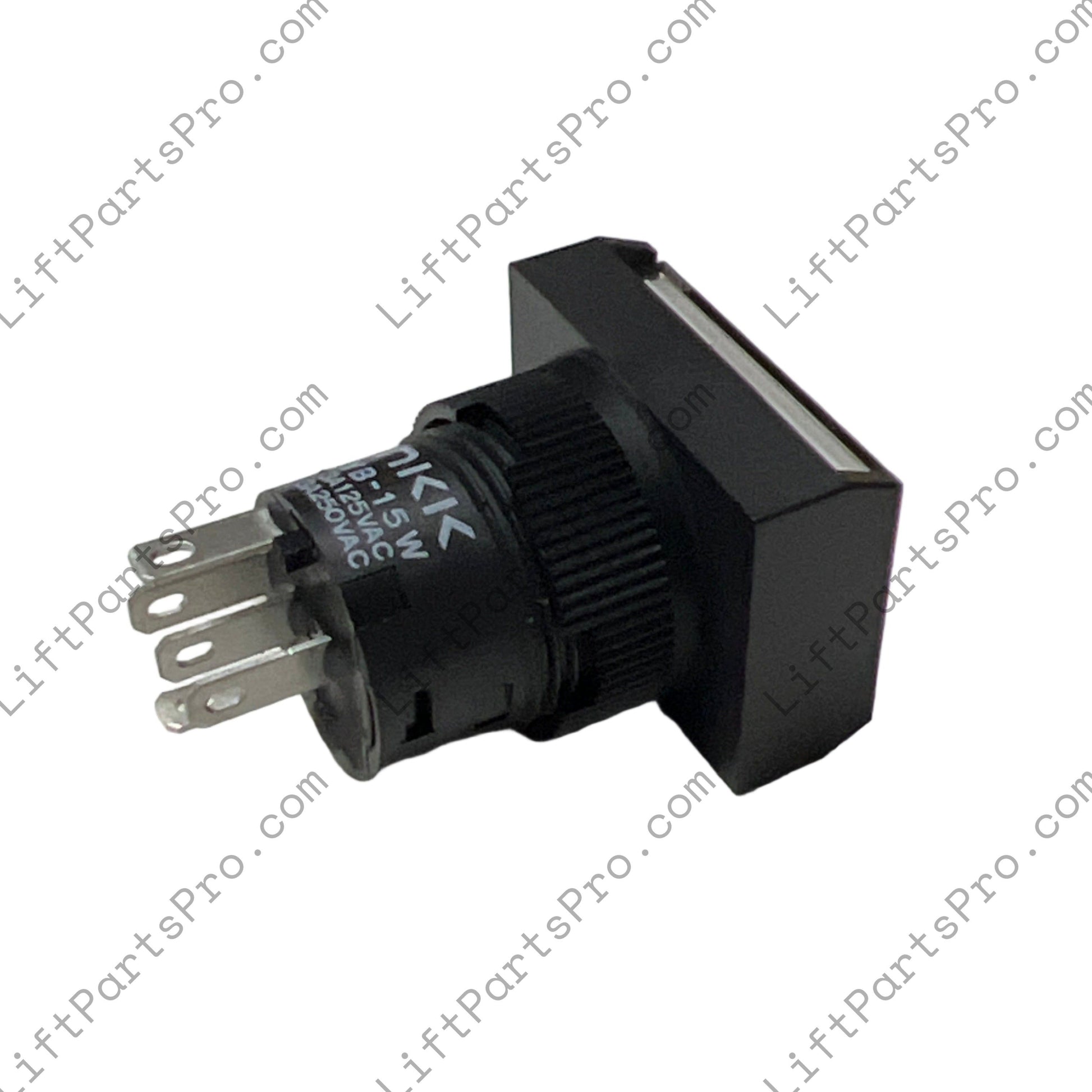 Black toggle switch on a white background