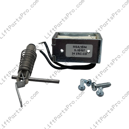 Electromagnetic lock mechanism on a white background