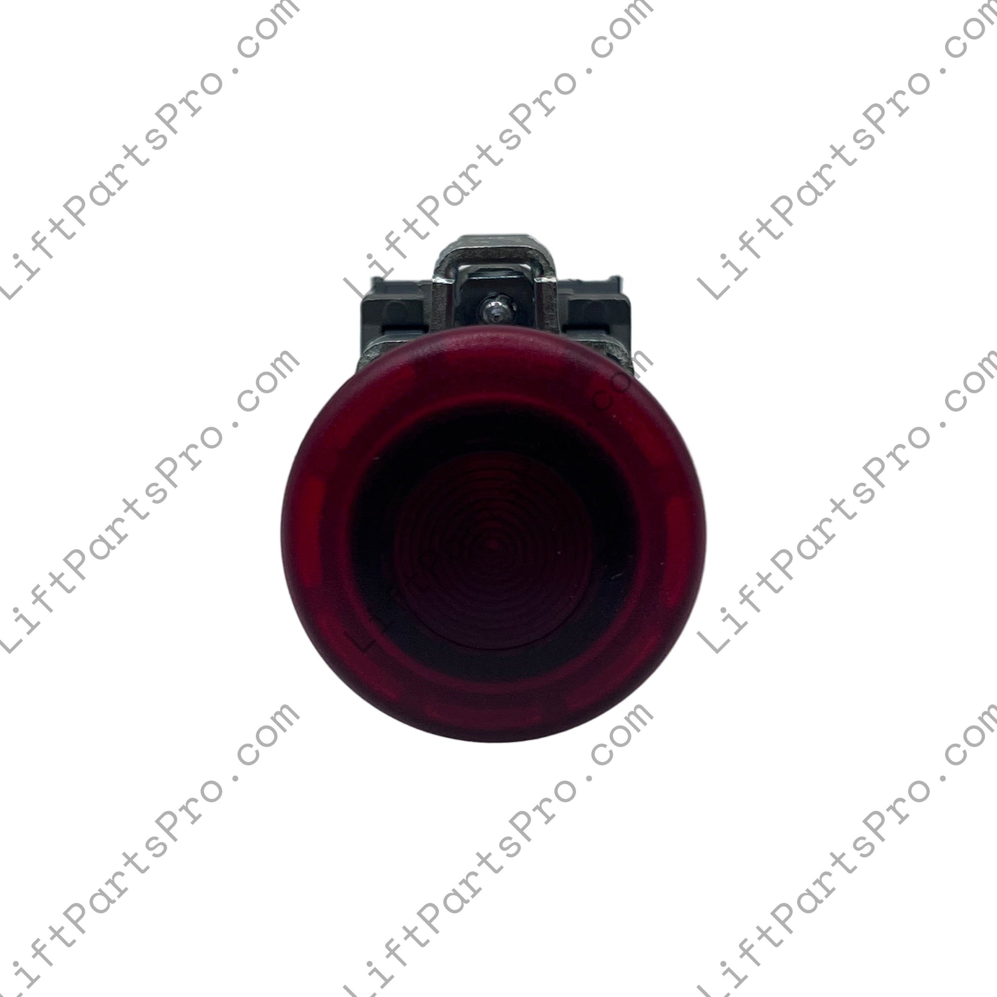 Close-up of a red and black object on a white background