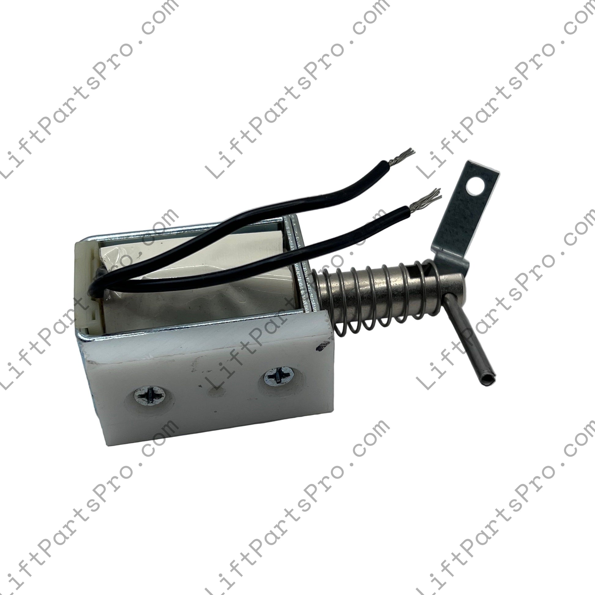 Mechanical component with springs and wires on a white background