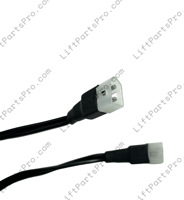 Black cable with white connectors on a white background
