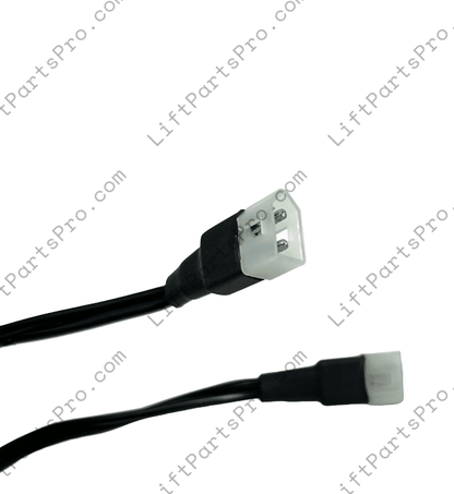 Black cable with white connectors on a white background