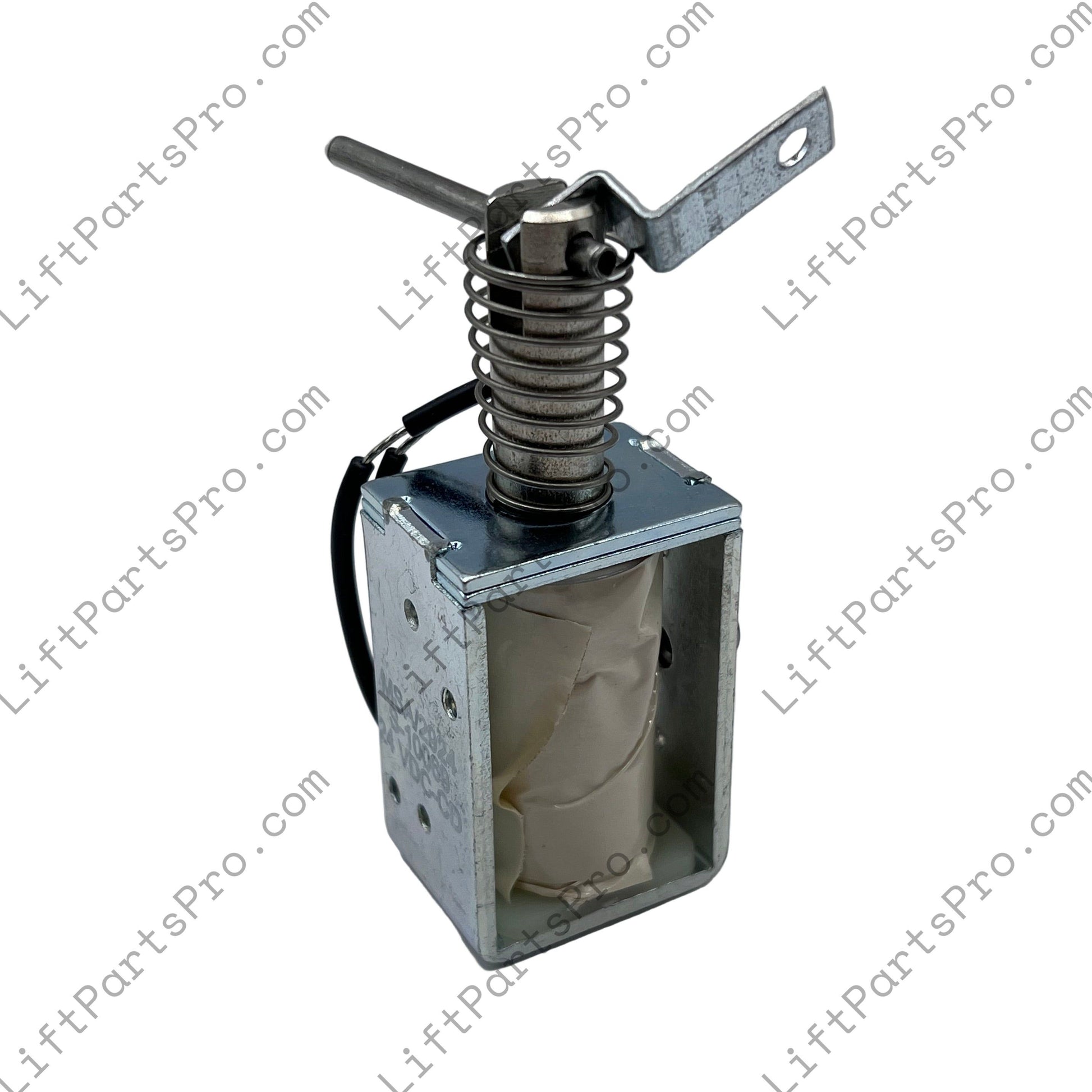 Metal spring-loaded mechanism on a white background