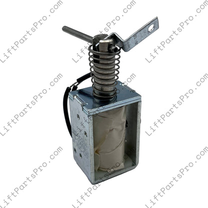 Metal spring-loaded mechanism on a white background