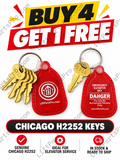Chicago H2252 elevator keys – Buy 4, Get 1 Free promotion from Lift Parts Pro