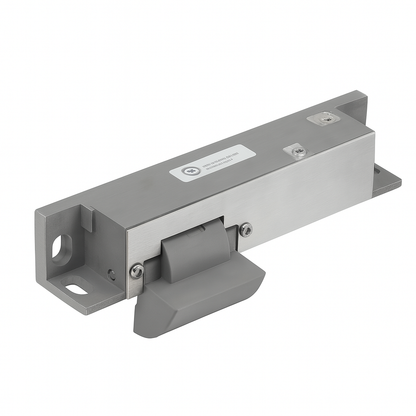 Metallic door lock mechanism on a white background
