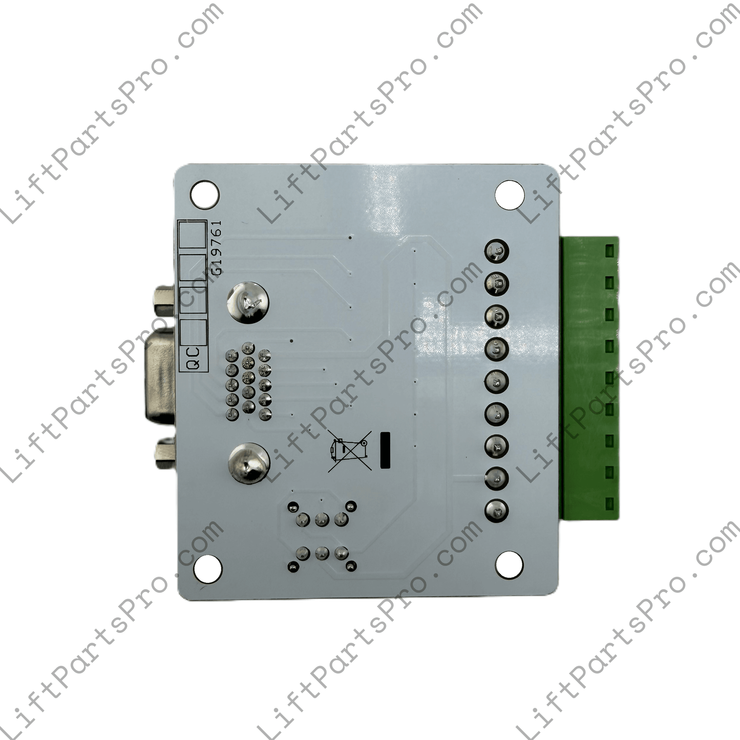 EMI Porta TAL SELMOUT3 elevator selector interface PCB rear view showing backside circuitry and connections
