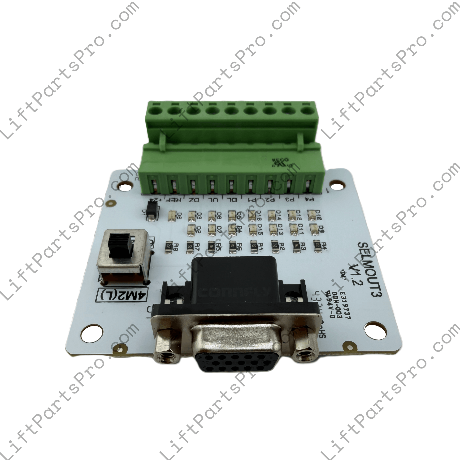 EMI Porta TAL SELMOUT3 selector interface PCB showing Super VGA communication cable connector and terminal block