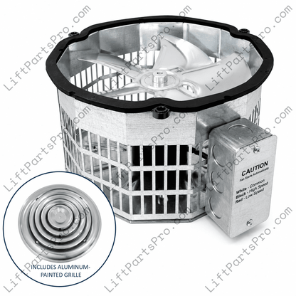 Two-Speed Elevator Cab Exhaust Fan, 350/255 CFM, 10-Inch Mount
