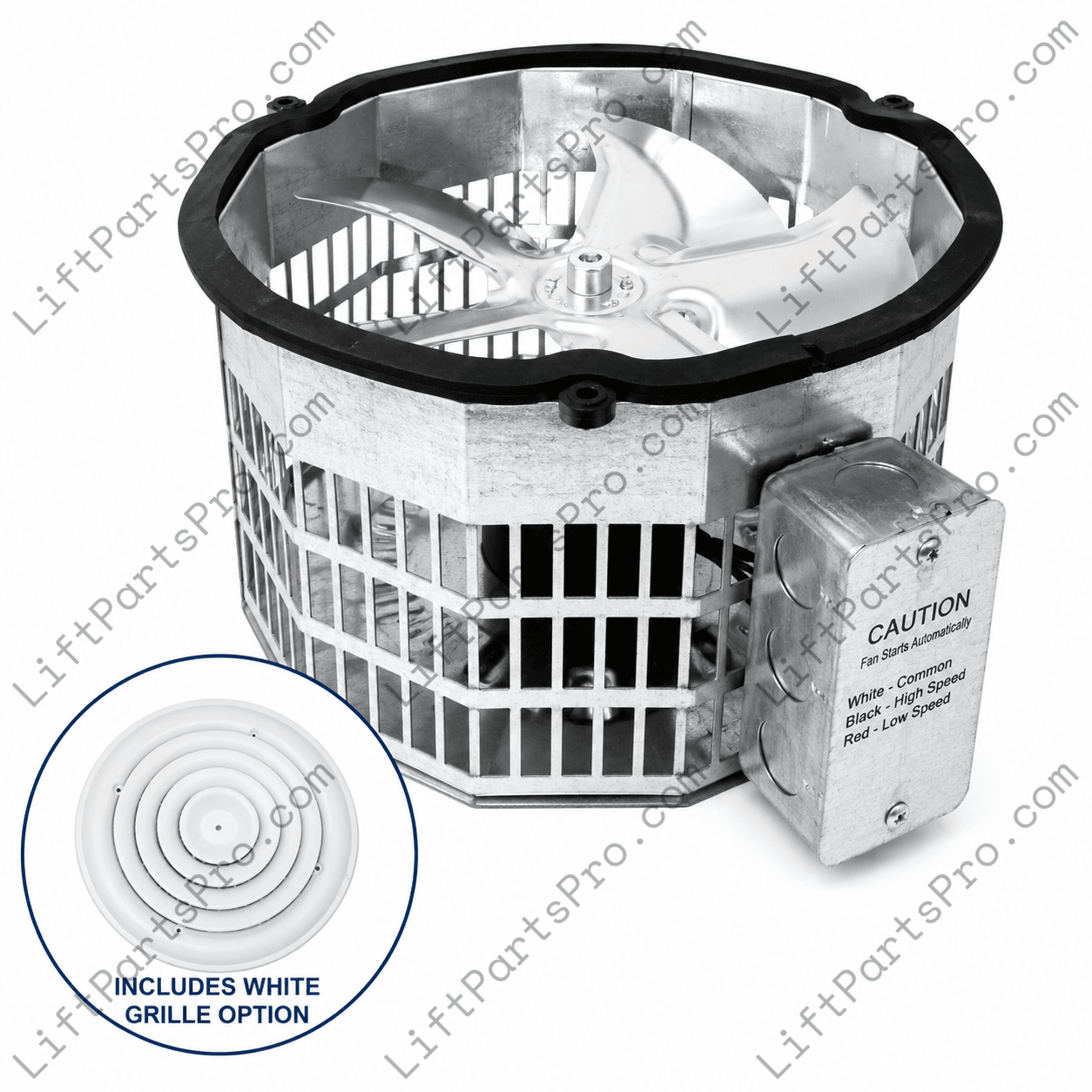 Elevator Cab Exhaust Ventilation Fan with White Grille