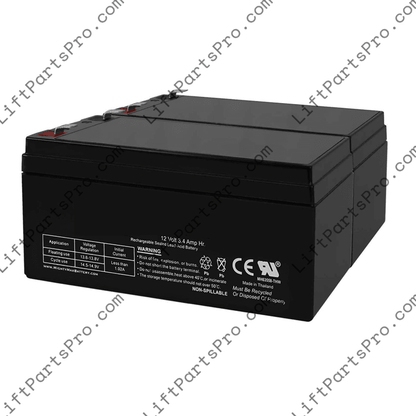 Pair of 12 Volt 3Ah Batteries for Elevator Car Top