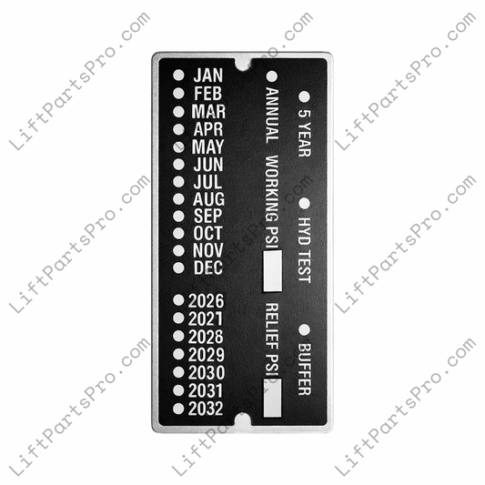 Hydraulic Elevator Inspection Data Tag