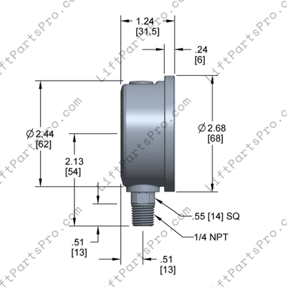 National Wheel-O-Vator & Concord Lift Hydraulic Pressure Gauge