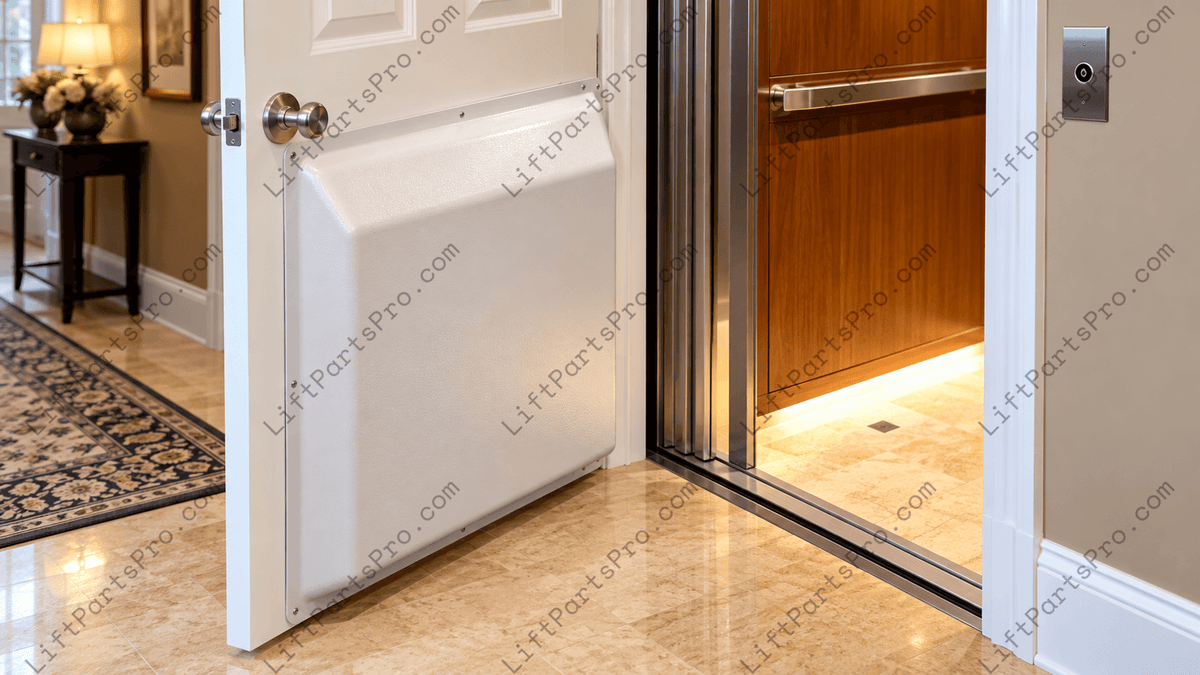 Residential elevator door baffle for ASME A17.1 compliance with space guard 3/4" and 4" Rule