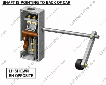 Drawing of GAL Type N Interlock with Shaft Pointing Towards the Back of the Elevator Cab