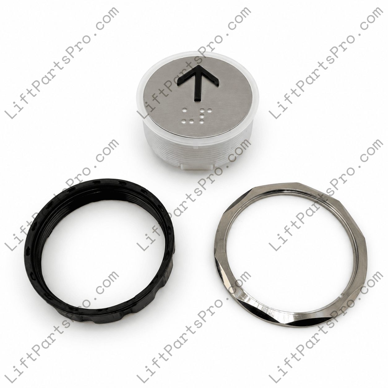 Garaventa Genesis Elevator Braille Call Button with Metal Halo and Threaded Ring