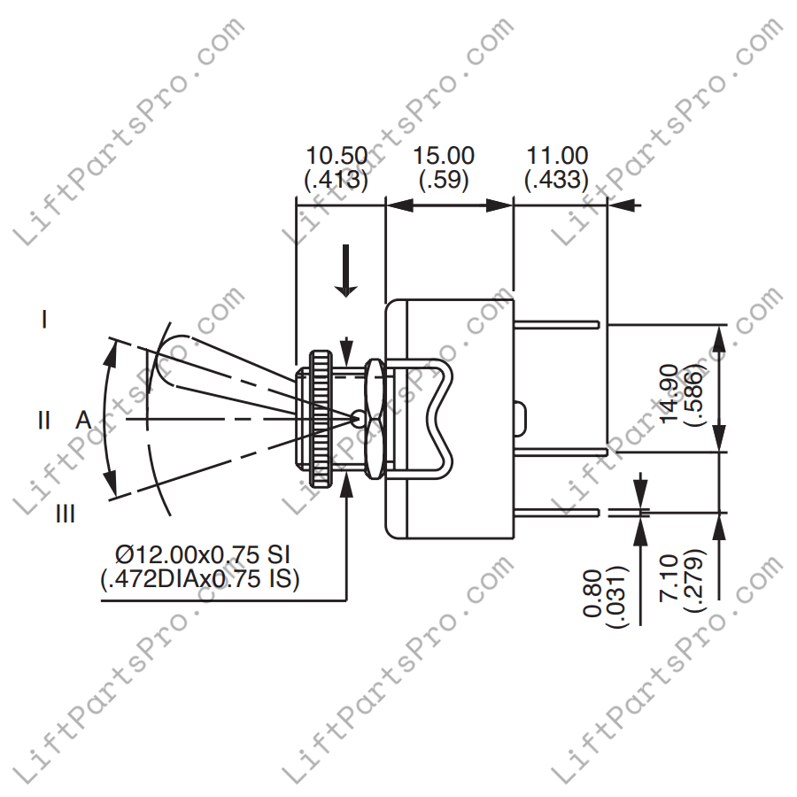 UP/DOWN K4258 joystick switch for Handicare Free Curve stairlifts, replacing #B0020210 hand control switch.