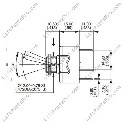 UP/DOWN K4258 joystick switch for Handicare Free Curve stairlifts, replacing #B0020210 hand control switch.