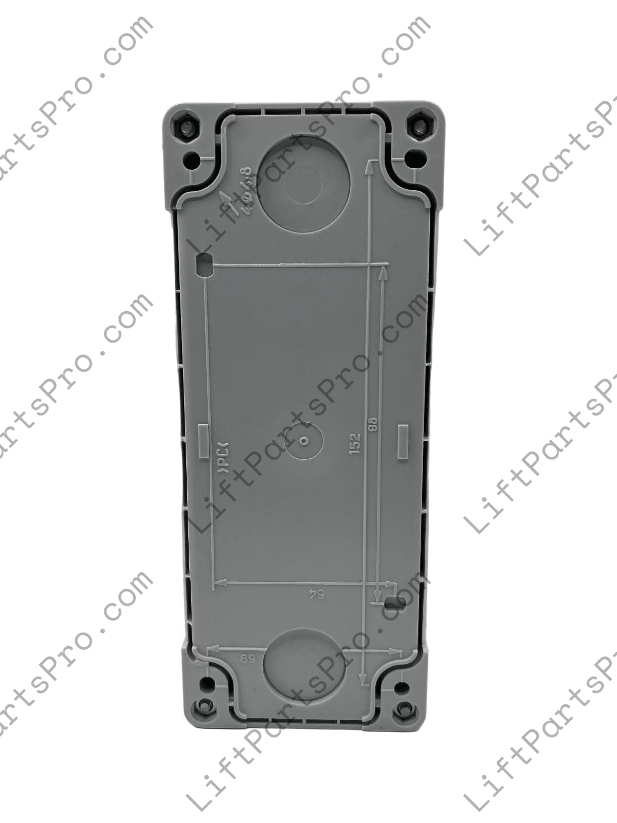 Gray plastic component on a white background
