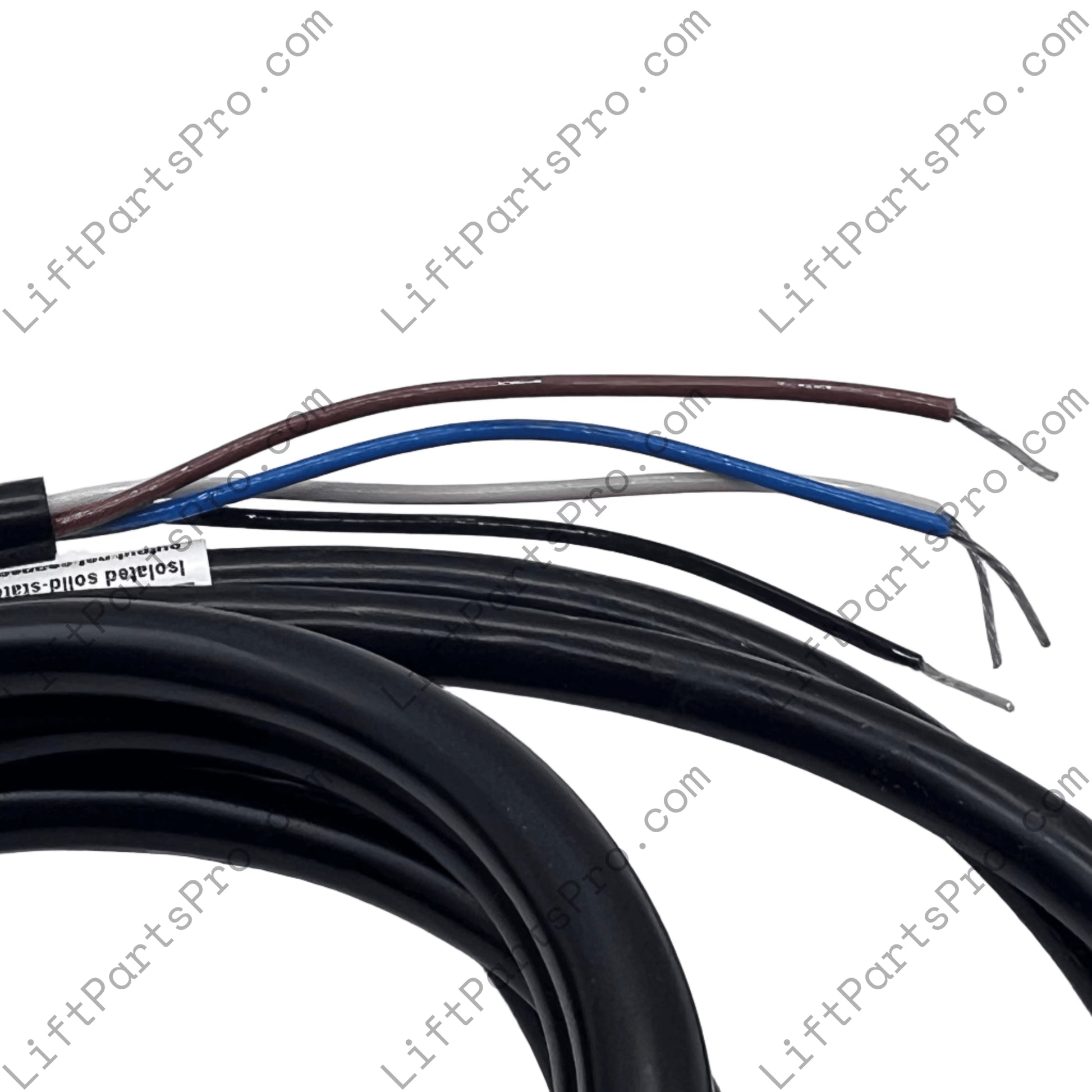 Coiled electrical wires on a light gray background