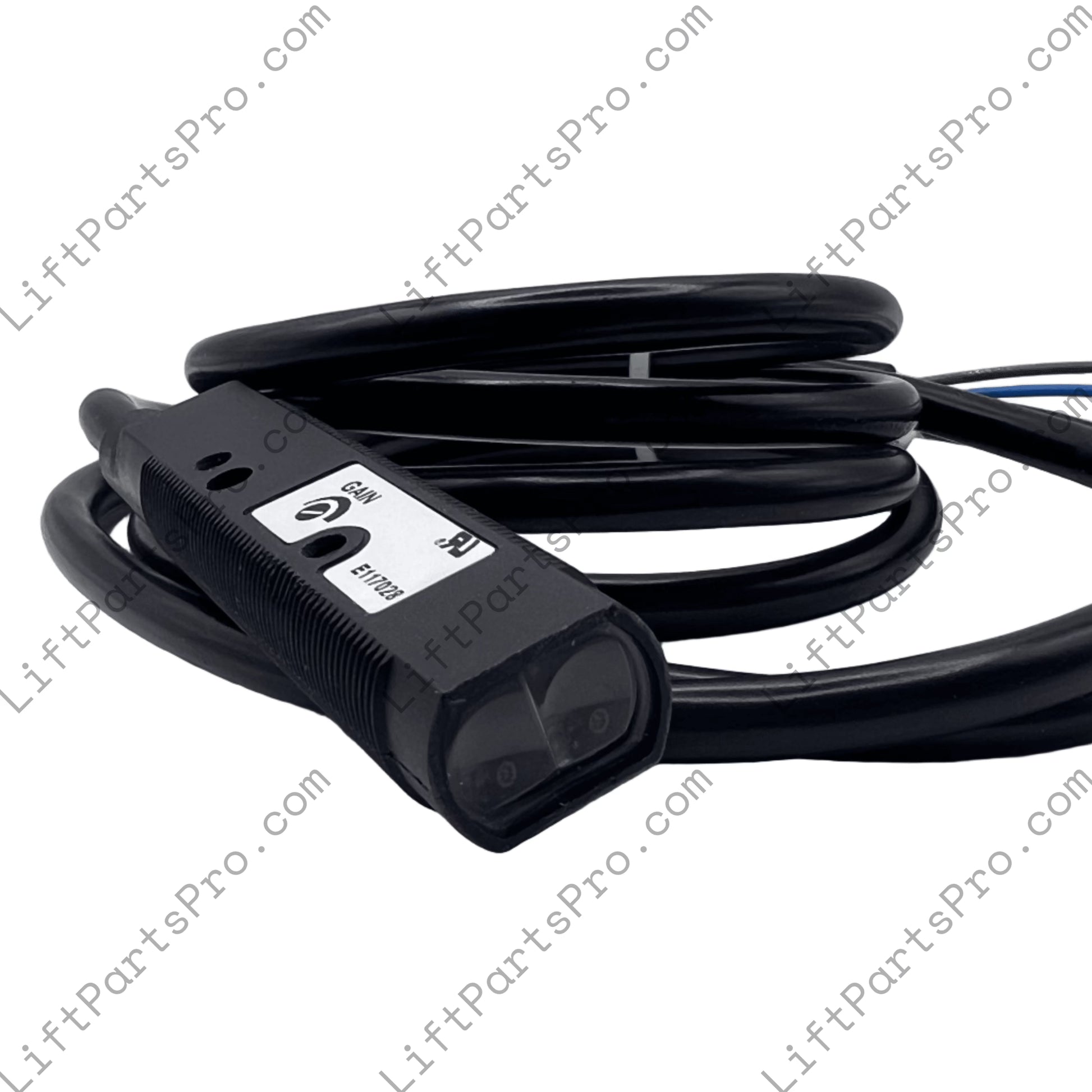 Black cable with connectors on a gray background