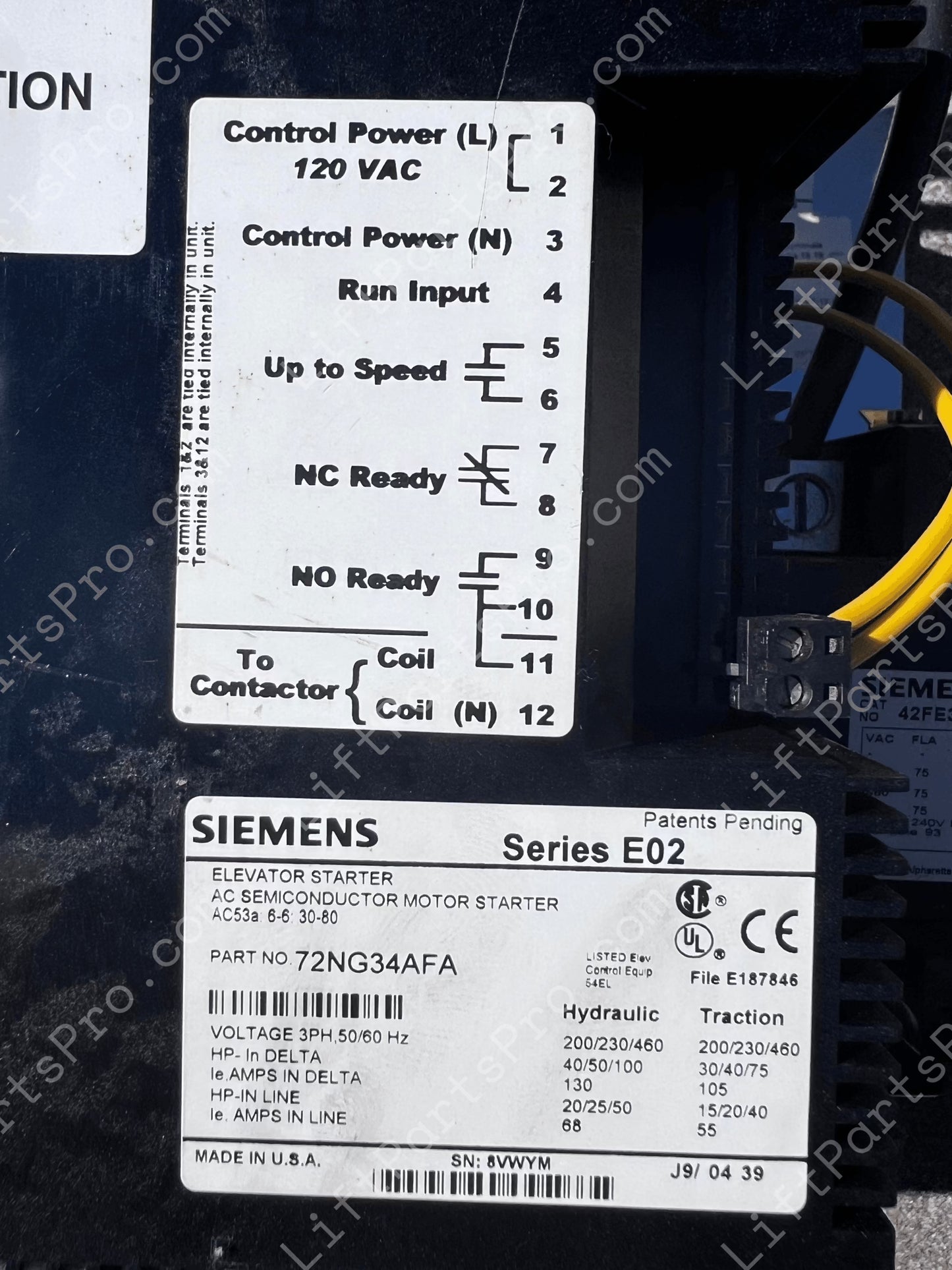 Siemens 72NG34AFP 72NG34AFA Elevator Soft Starter