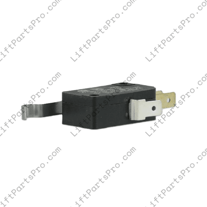 Bent arm SPDT limit switch with simulated roller lever and quick-connect terminals