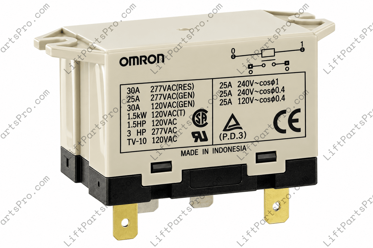 Side-view of Omron Relay G7L-1A-TUBJ-CB for National Wheel-O-Vator Lifts