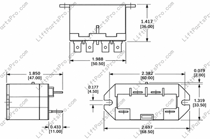Drawing of Omron Relay G7L-1A-TUBJ-CB for National Wheel-O-Vator Lifts