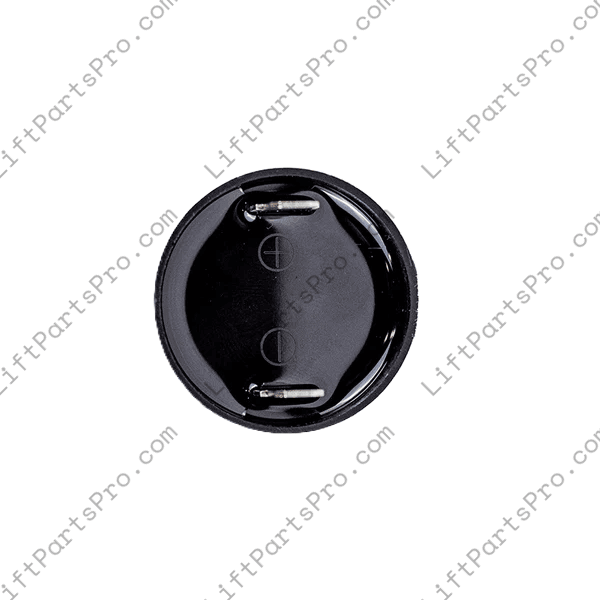 Rear view of emergency piezoelectric buzzer speaker for select National Wheel-O-Vator (NWOV). Replaces Legacy #H53134