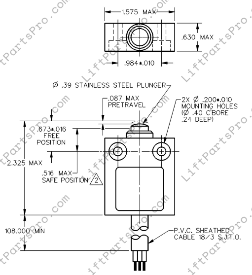 Red Honeywell Safety Nut Switch for National Wheel-O-Vator NWOV #V1261 Honeywell #924CE1-Y3 