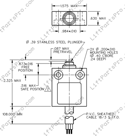 Red Honeywell Safety Nut Switch for National Wheel-O-Vator NWOV #V1261 Honeywell #924CE1-Y3 