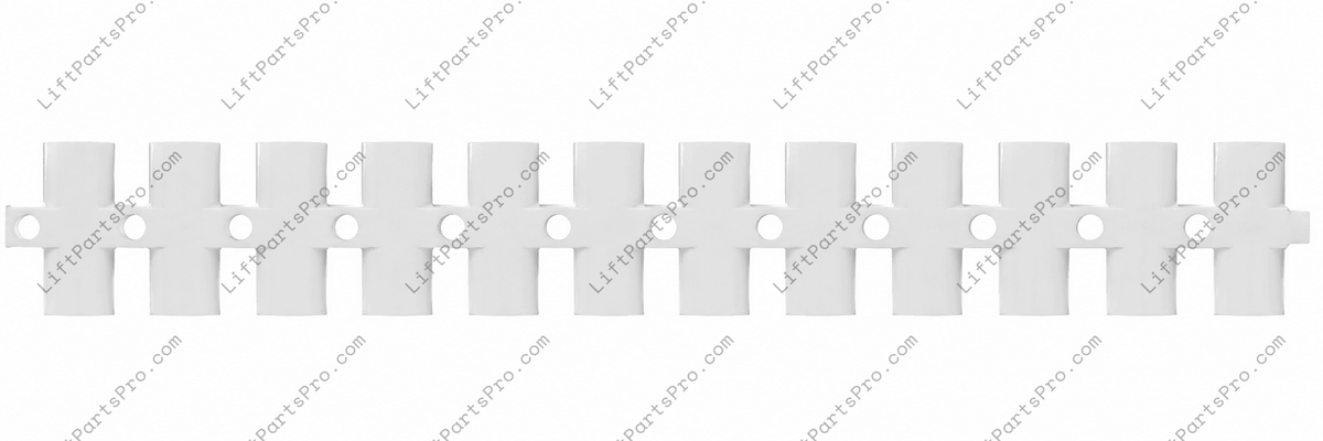 Bottom view of 12-position terminal strip barrier block replacing legacy RV1311 in compatible National Wheel-O-Vator (NWOV) wheelchair lifts and accessibility lift systems.