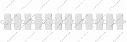 Bottom view of 12-position terminal strip barrier block replacing legacy RV1311 in compatible National Wheel-O-Vator (NWOV) wheelchair lifts and accessibility lift systems.