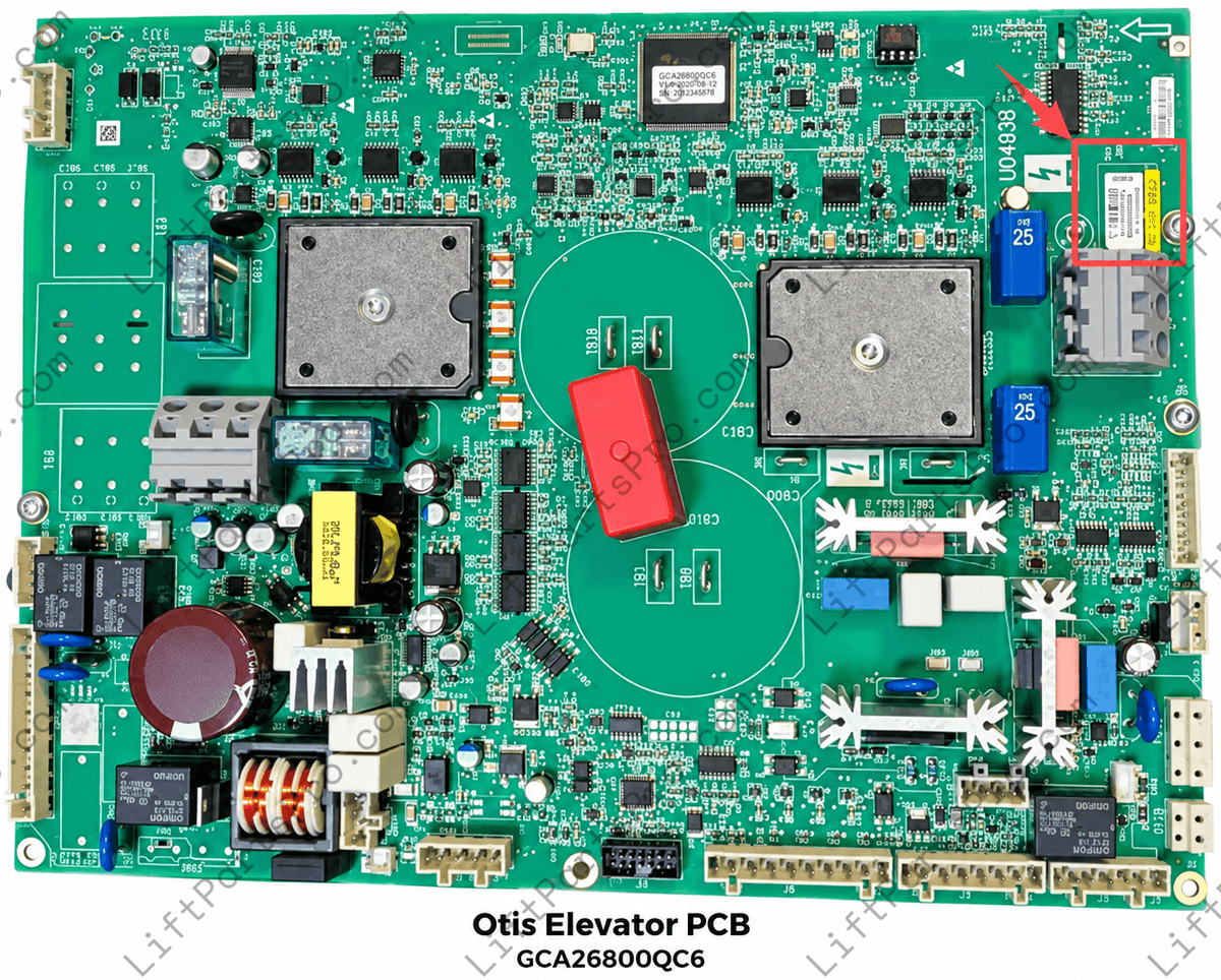 Otis Ultra Drive 403B #GCA26800QC6 elevator inverter control PCB – component side view