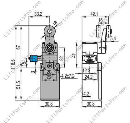 Pizzato FR630 Position / Slack Limit Switch — Roller Lever with Reset Device