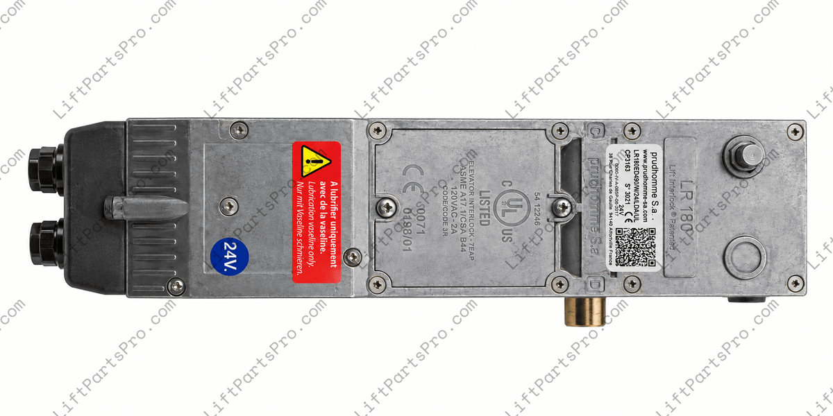 Righthand Prudhomme Elevator Interlock #LR180ED490/W/24/LDA/UL